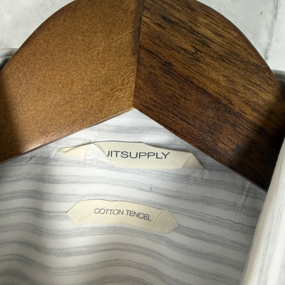 SuitSupply Cotton Tencel Light Gray Long Sleeve Button Dress Shirt 17 Extra SLIM - Picture 3 of 9